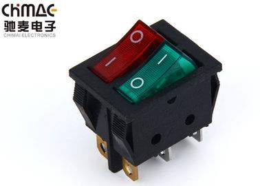 2 Pole Push Button Rocker Switch Red / Green Mix Color 4 Pins Waterproof