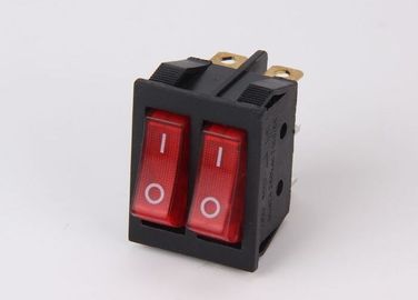 KCD3 - 2 Series 3 Way Rocker Switch , Neon 6 Pin Rocker Switch Double Pole